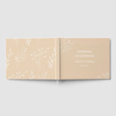 Beige White Corner Floral Boho Wedding Gästebuch (Voll)