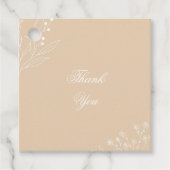 Beige White Corner Floral Boho Wedding Geschenkanhänger (Vorderseite)