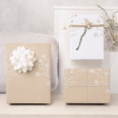 Beige White Corner Floral Boho Wedding Geschenkpapier Set