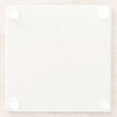 Beige White Corner Floral Boho Wedding Glasuntersetzer (Rückseite)