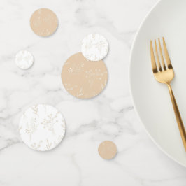 Beige White Corner Floral Boho Wedding Konfetti