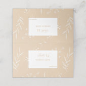 Beige White Corner Floral Boho Wedding Platzkarte (Außenseite Aufgefaltet)