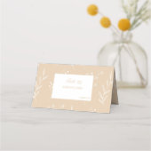 Beige White Corner Floral Boho Wedding Platzkarte (Rückseite)