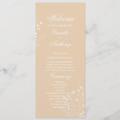 Beige White Corner Floral Boho Wedding Programm (Vorderseite)