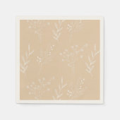 Beige White Corner Floral Boho Wedding Serviette (Vorderseite)