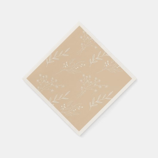 Beige White Corner Floral Boho Wedding Serviette (Ecke)
