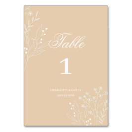 Beige White Corner Floral Boho Wedding Tischnummer