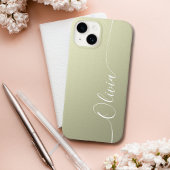 Beige White Elegant Calligraphy Script Name Case-Mate iPhone Hülle