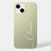 Beige White Elegant Calligraphy Script Name Case-Mate iPhone Hülle (Rückseite)
