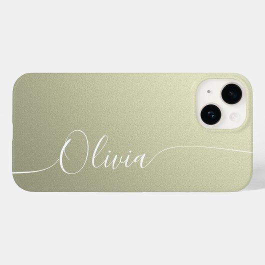 Beige White Elegant Calligraphy Script Name Case-Mate iPhone Hülle (Rückseite (Horizontal))