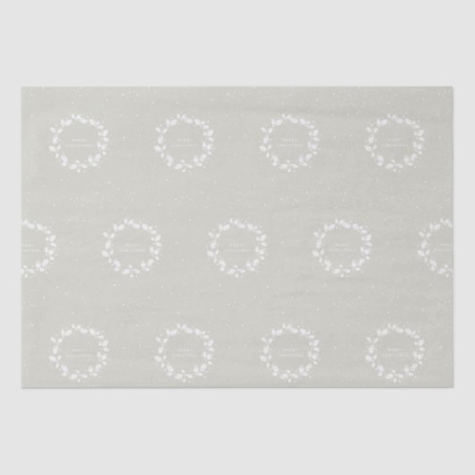 Beige + White Frohe Weihnachten Holly Wreath Seidenpapier (Vorderseite)
