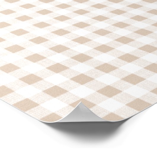 Beige White Gingham Pattern Poster (Ecke)