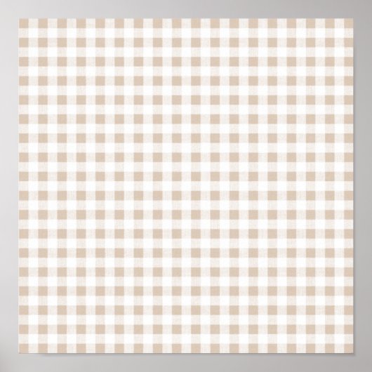 Beige White Gingham Pattern Poster (Vorne)