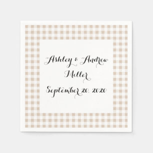 Beige White Gingham Pattern Serviette