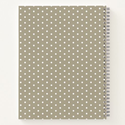 Beige White Polka Dot Personalisiertes Rezept Buch (Rückseite)