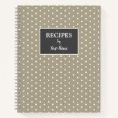Beige White Polka Dot Personalisiertes Rezept Buch (Vorderseite)