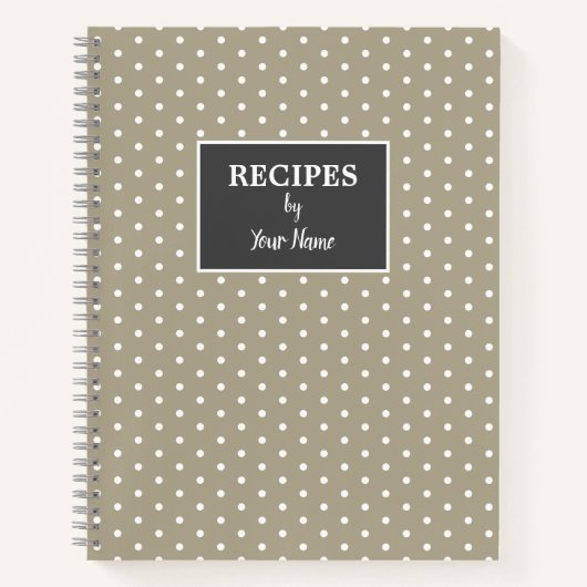 Beige White Polka Dot Personalisiertes Rezept Buch (Vorderseite)
