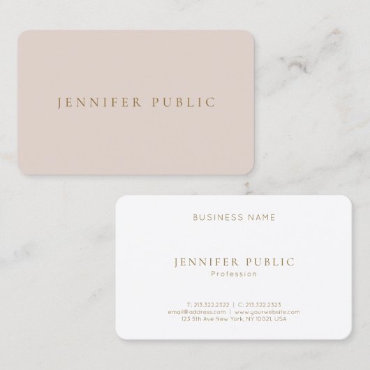 Beige & White Professional Modern Simple Template Visitenkarte (Vorne/Hinten)