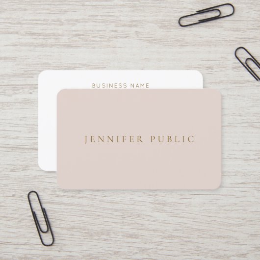 Beige & White Professionelle Moderne Einfache Vorl Visitenkarte (Vorderseite/Rückseite Beispiel)