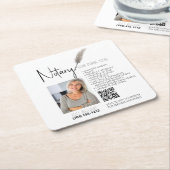 Beige & White QR Code Notary Promotion Rechteckiger Pappuntersetzer (angewinkelt)