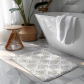Beige & White Sparkling Quatrefoil Pattern Badematte
