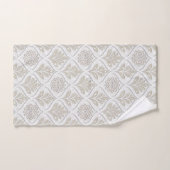 Beige & White Sparkling Quatrefoil Pattern Badhandtuch Set (Handtuch)