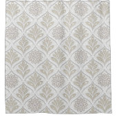Beige & White Sparkling Quatrefoil Pattern Duschvorhang (Vorderseite)