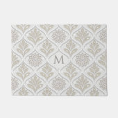 Beige & White Sparkling Quatrefoil Pattern Fußmatte (Vorderseite)