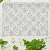 Beige & White Sparkling Quatrefoil Pattern Geschirrtuch (Gefaltet)