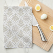 Beige & White Sparkling Quatrefoil Pattern Geschirrtuch (Viertel Falte)