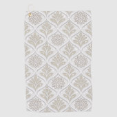 Beige & White Sparkling Quatrefoil Pattern Golfhandtuch (Vorderseite)