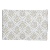 Beige & White Sparkling Quatrefoil Pattern Kissenbezug (Rückseite-Links)