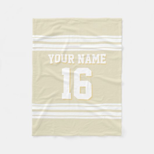 Beige White Sports Jersey Fleecedecke (Vorderseite)