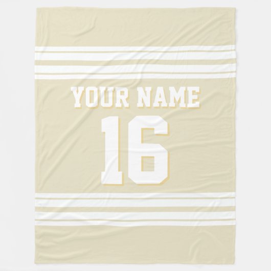Beige White Sports Jersey Fleecedecke (Vorderseite)