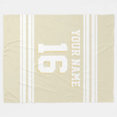 Beige White Sports Jersey Fleecedecke (Vorderseite (Horizontal))