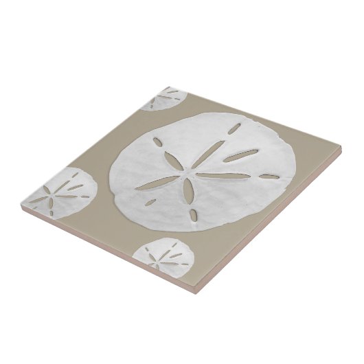 Beige & White Tropical Beach Sand Dollar Fliese (Seite)