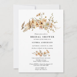 Beige Wild Flowers Bridal Shower Einladung