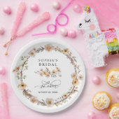 Beige Wild Flowers Bridal Shower Pappteller (Party)