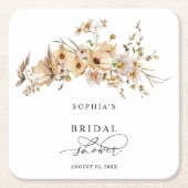 Beige Wild Flowers Bridal Shower Rechteckiger Pappuntersetzer (Vorderseite)