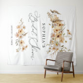 Beige Wild Flowers Bridal Shower Wandteppich (Beispiel (Horizontal))