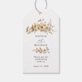 Beige Wild Flowers Hochzeit Geschenkanhänger (Vorderseite)