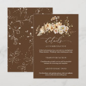 Beige Wild Flowers Wedding Details Begleitkarte (Vorne/Hinten)