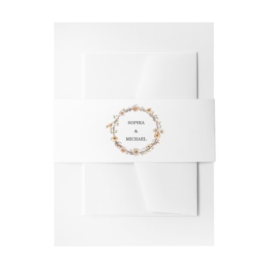 Beige Wild Flowers Wedding Einladungsbanderole (Vorderseite Beispiel)