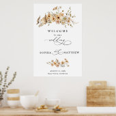 Beige Wild Flowers Wedding Poster (Küche)