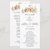 Beige Wild Flowers Wedding Programm (Vorne/Hinten)