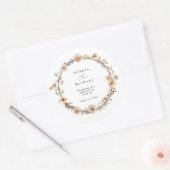 Beige Wild Flowers Wedding Runder Aufkleber (Umschlag)