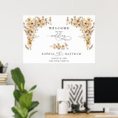 Beige Wild Flowers Welcome Wedding Poster (Heimbüro)