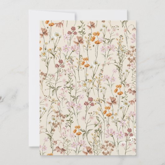 Beige Wildblume Baby in Bloom Baby Dusche Einladung (Rückseite)