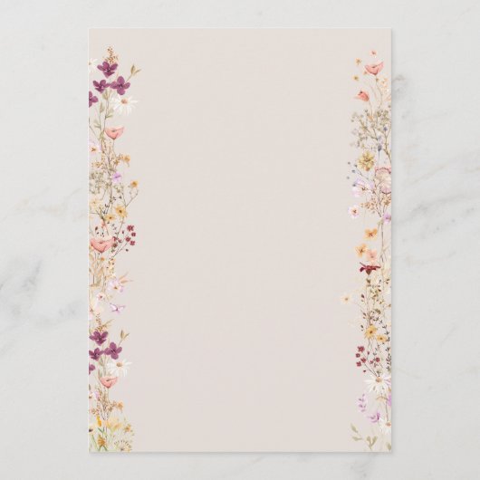 Beige Wildblume Babydusche Mama oder Kinderspiel Hinweiskarte (Rückseite)