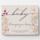 Beige Wildblume Babyduschtablette Schild Fotoplatte (Vorderseite)